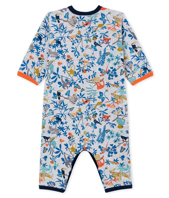 Baby-Strampler aus Rippstrick für Jungen grau POUSSIERE/weiss MULTICO