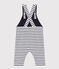 Lange Baby-Latzhose aus gestreiftem dichtem Jersey weiss MARSHMALLOW/blau SMOKING