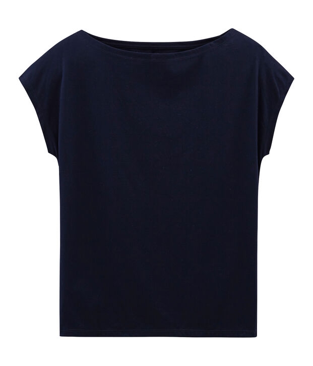 Kurz&auml;rmliges T-Shirt aus Sea Island-Baumwolle f&uuml;r Damen blau
