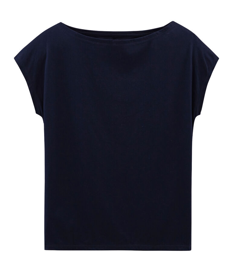 Kurz&auml;rmliges T-Shirt aus Sea Island-Baumwolle f&uuml;r Damen blau MARINE