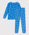 Langärmeliger Kinder-Pyjama aus Baumwolle mit Minibus-Motiv blau BRASIER/grau MARSHMALLOW
