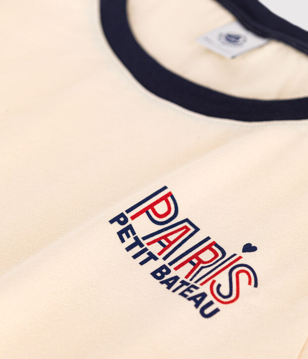 Damen-T-Shirt Le Droit aus Baumwolle mit Paris-Motiv naturfarben