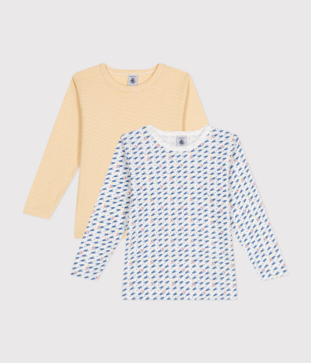 2er-Set lang&auml;rmelige Kinder-T-Shirts aus Baumwolle mit Raketen vielfarbig