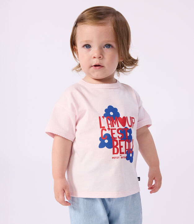 Kurz&auml;rmeliges Baby-T-Shirt aus Baumwolle mit Motiv BARELY