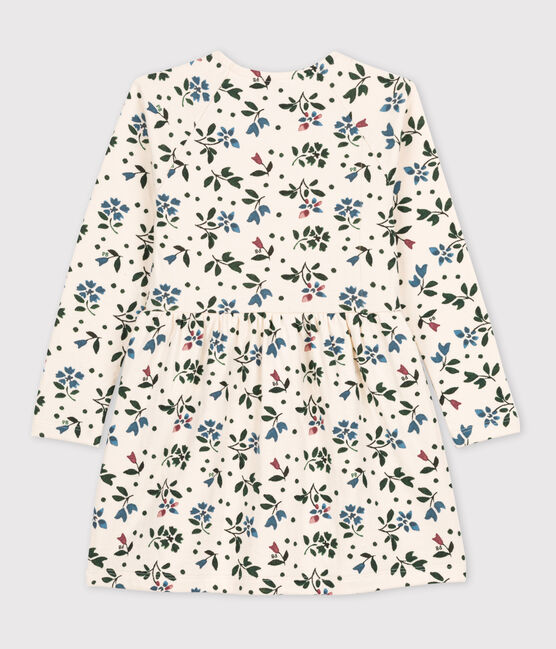 Geblümtes Kinderkleid aus Doppeljersey für Mädchen weiss AVALANCHE/ MULTICO