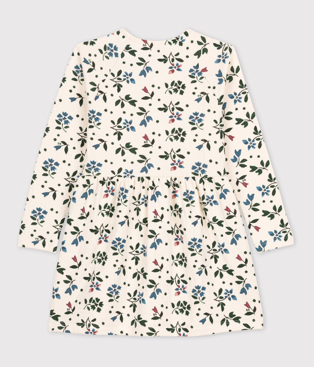 Gebl&uuml;mtes Kinderkleid aus Doppeljersey f&uuml;r M&auml;dchen naturfarben/vielfarbig