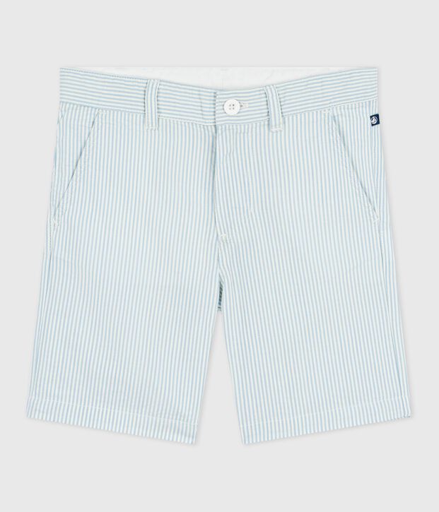 Kinder-Bermudashorts aus Baumwolle mit Streifen blau/blau