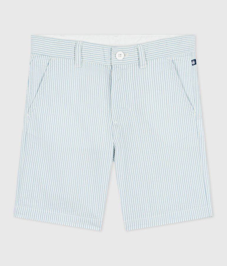 Kinder-Bermudashorts aus Baumwolle mit Streifen weiss/blau