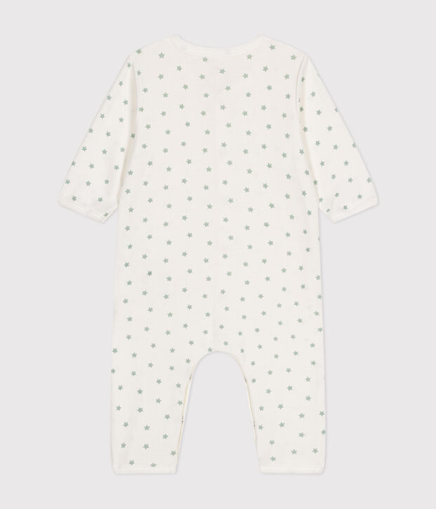 Baby-Strampler ohne F&uuml;&szlig;e aus Baumwolle weiss/gr&uuml;n