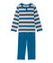 Gestreifter Jungen-Schlafanzug aus Jersey grau POUSSIERE/grau MAKI/ POUSSIERE