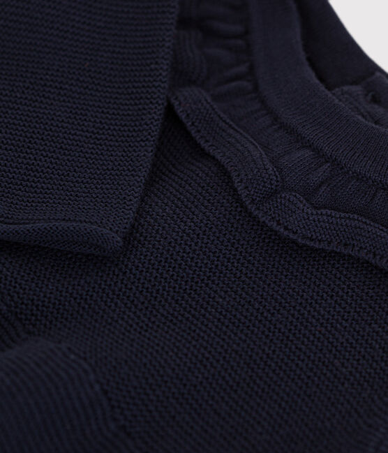 Langärmeliges Baby-Strickkleid blau SMOKING