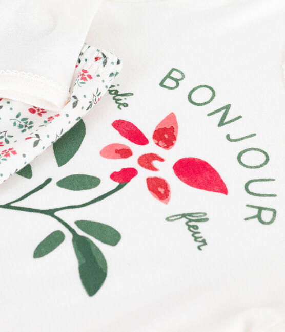 Kinder-Pyjama aus Baumwolle mit Blumenmotiv weiss MARSHMALLOW/weiss MULTICO