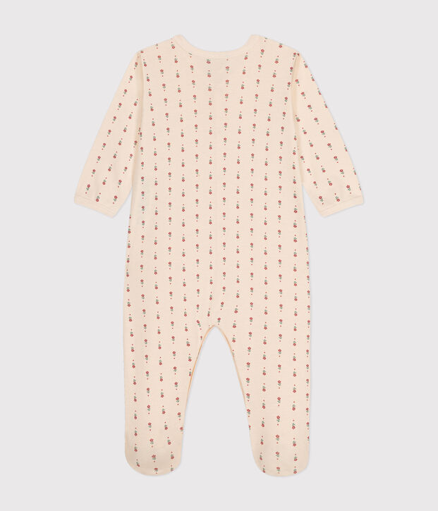 Baby-Pyjama mit Blumenmuster aus Baumwolle naturfarben/vielfarbig