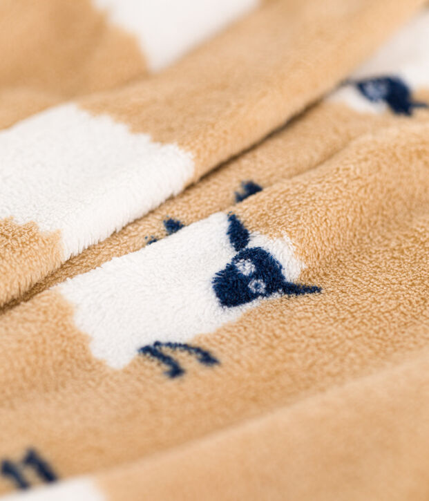 Kinder-Morgenmantel aus Fleece beige/vielfarbig