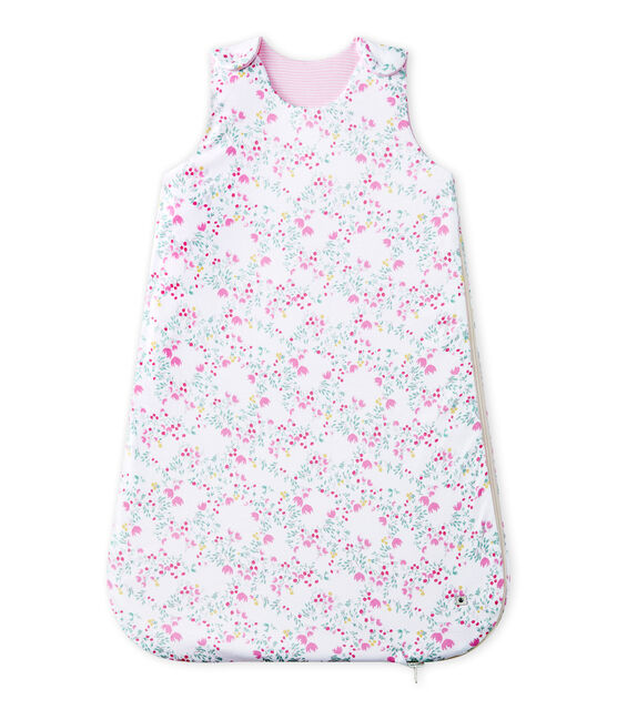 Wendbarer Baby-Mädchen-Schlafsack weiss ECUME/weiss MULTICO