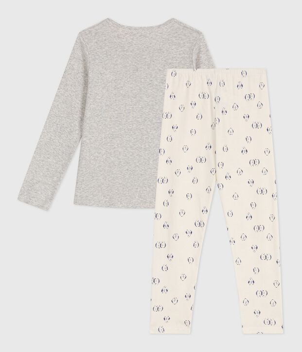 Kinder-Pyjama aus Baumwolle mit Pinguin-Motiv grau/vielfarbig
