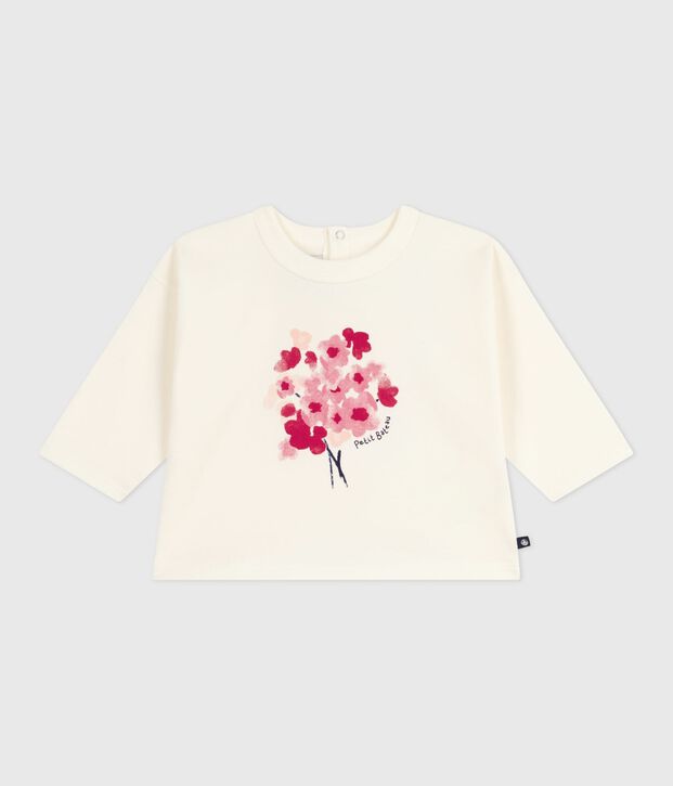 Lang&auml;rmliges Baby-T-Shirt aus Baumwolle MILK