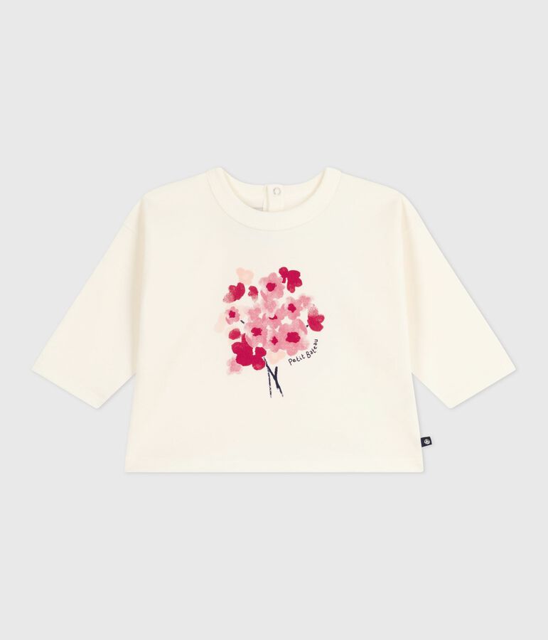 Lang&auml;rmliges Baby-T-Shirt aus Baumwolle naturfarben