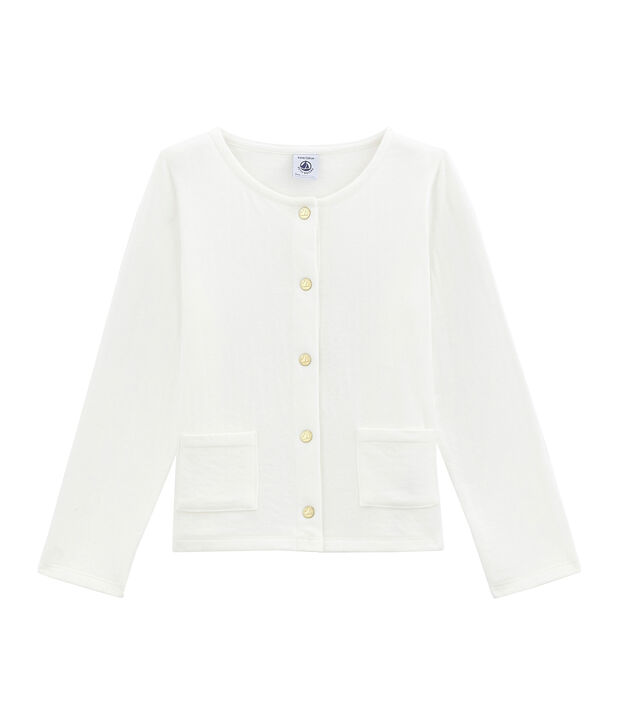 M&auml;dchen-Cardigan aus gedoppeltem Jersey weiss