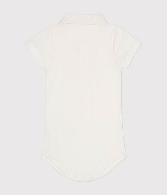 Kurzärmeliger Baby-Body mit Polokragen aus Baumwolle weiss MARSHMALLOW
