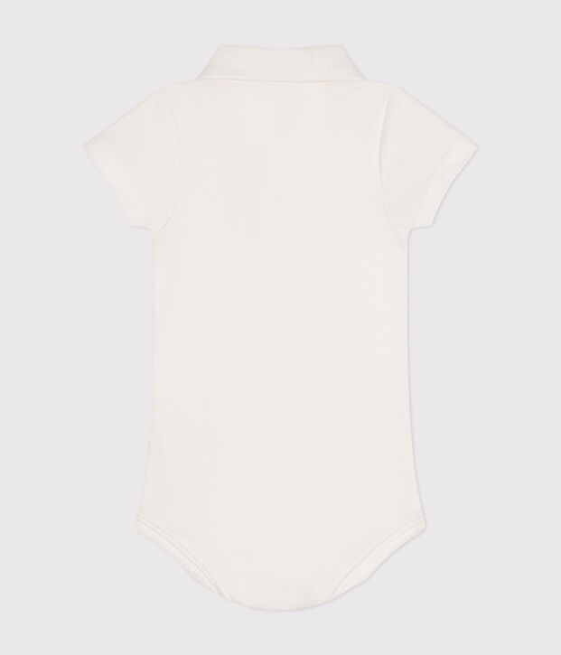 Kurz&auml;rmeliger Baby-Body mit Polokragen aus Baumwolle weiss