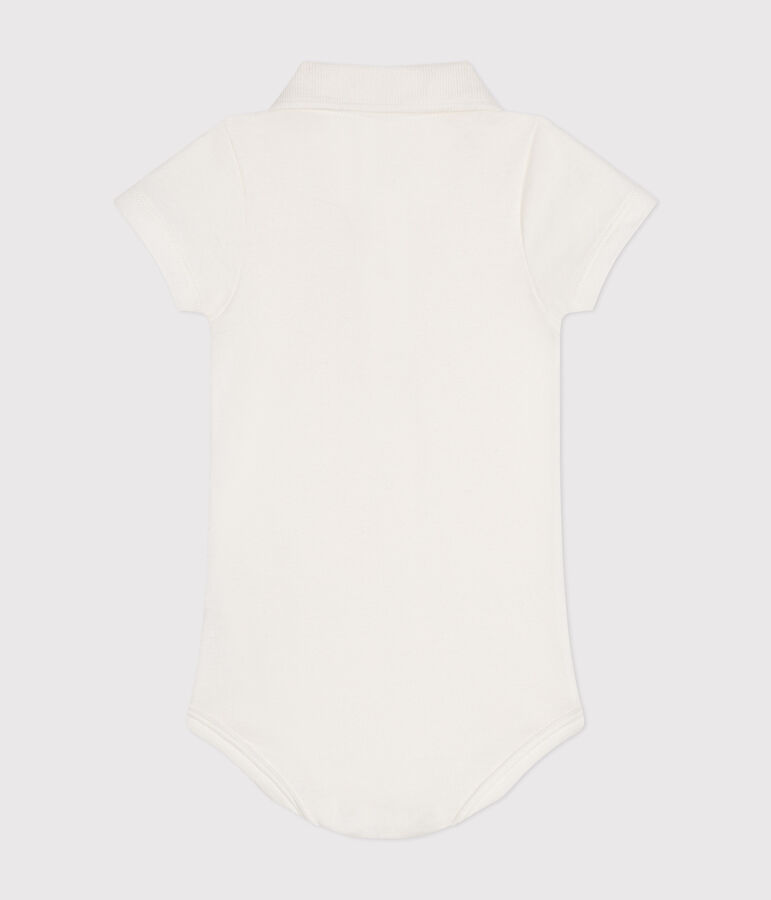 Kurz&auml;rmeliger Baby-Body mit Polokragen aus Baumwolle weiss