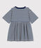 Gestreiftes Kinderkleid mit 3/4-Ärmeln für Mädchen blau MEDIEVAL/ MONTELIMAR