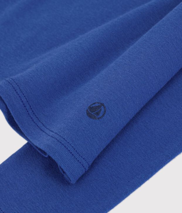 Lang&auml;rmeliges Damen-T-Shirt aus einfarbiger Baumwolle blau