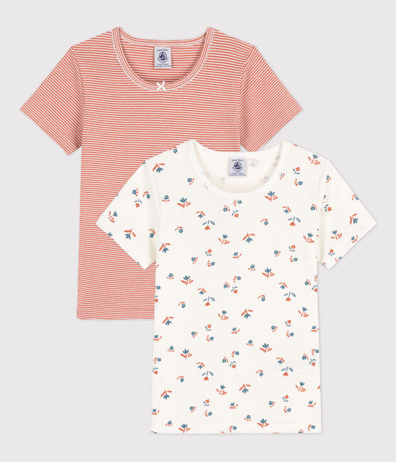 2er-Set kurzärmelige T-Shirts aus Baumwolle mit Blumenmotiv für Mädchen variante 1