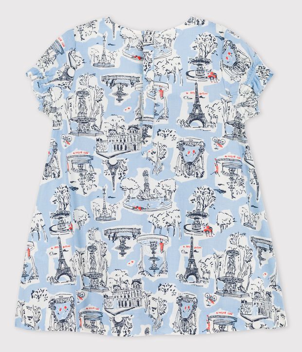 Babykleid aus Popeline mit Paris-Print weiss/vielfarbig