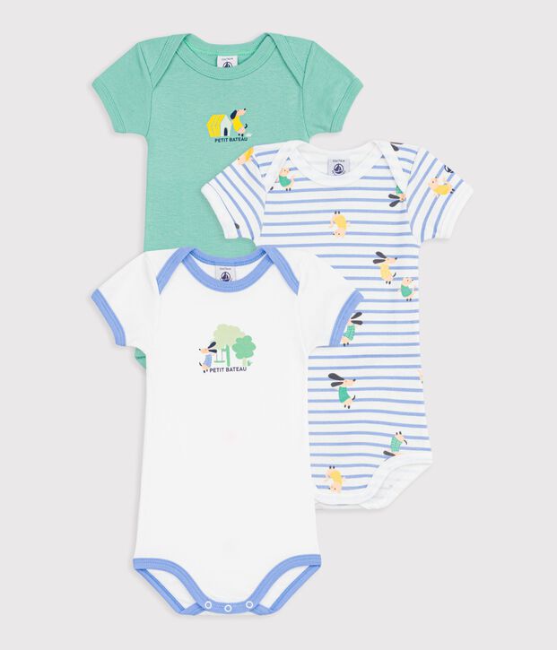 Lot de 3 bodies manches courtes en coton vielfarbig
