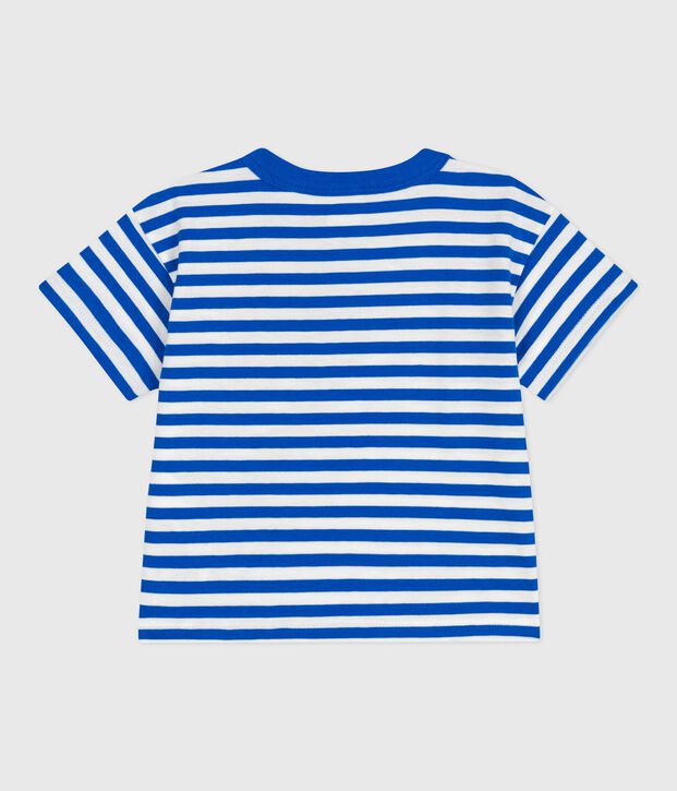 Kurz&auml;rmeliges Baby-T-Shirt aus Baumwolle mit Streifen blau/weiss