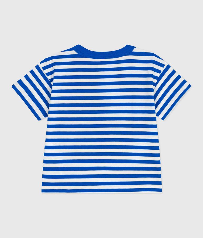 Kurz&auml;rmeliges Baby-T-Shirt aus Baumwolle mit Streifen blau/weiss