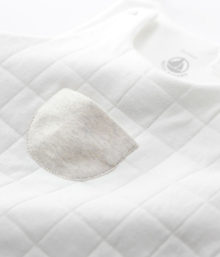 Baby-Latzhose aus gesteppter Bio-Baumwolle weiss