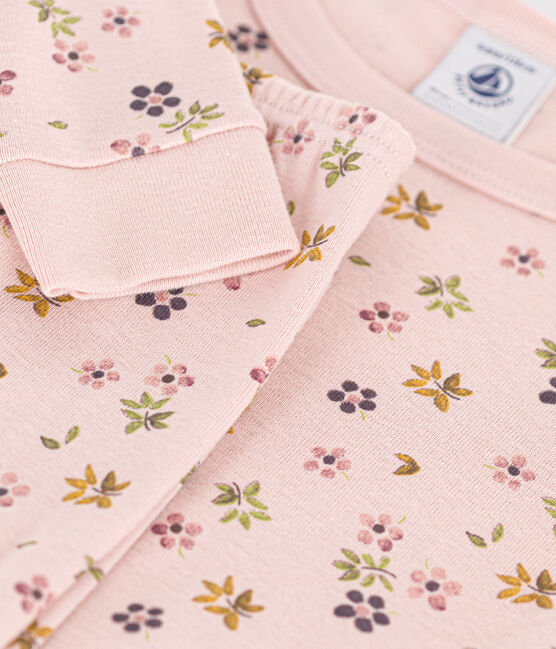 Eng anliegender Kinder-Pyjama aus Baumwolle mit Blumenmotiv SALINE/ MARSHMALLOW