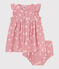 Babykleid mit Bloomer aus geblümtem Musselin-Stoff rosa CHARME/weiss MARSHMALLOW