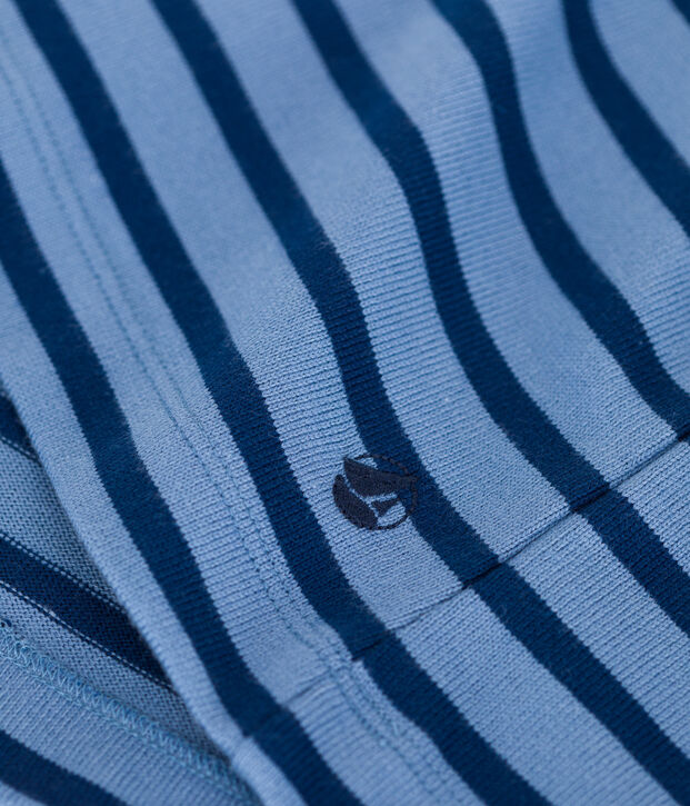 Gekn&ouml;pftes Damen-Streifenshirt Marini&egrave;re aus Baumwolle blau/blau