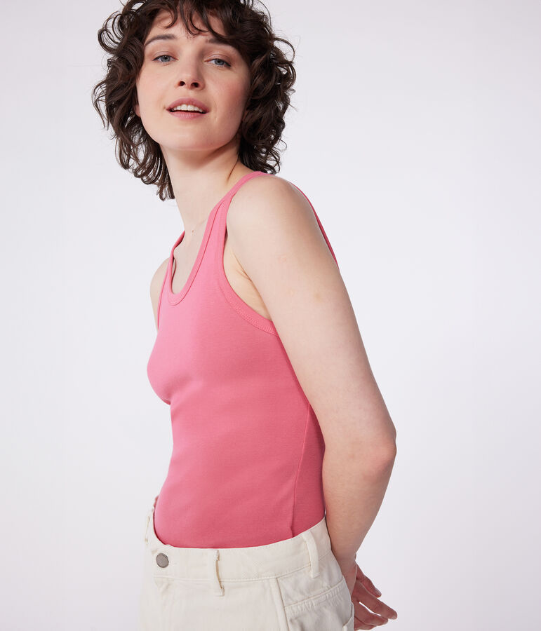 Damen-Tanktop L&rsquo;Iconique aus einfarbiger Baumwolle rosa