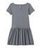 Mädchen-Kleid mit Milleraies-Ringelmuster blau SMOKING/weiss LAIT