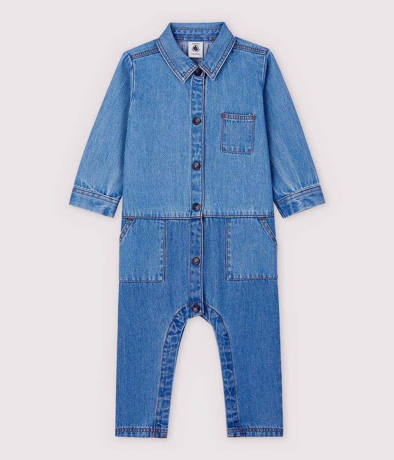 Langer Baby-Overall aus hellem Denim f&uuml;r Jungen. blau