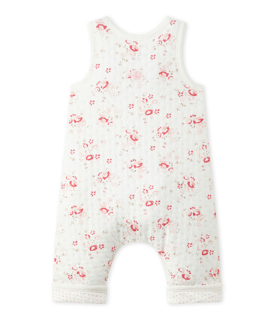 Gesteppte Baby-Mädchen-Latzhose aus gedoppeltem Jersey weiss LAIT/weiss MULTICO