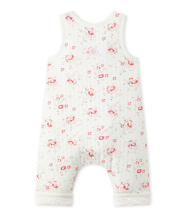 Gesteppte Baby-M&auml;dchen-Latzhose aus gedoppeltem Jersey weiss/vielfarbig