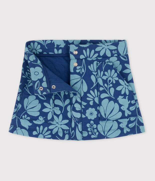 Kinderrock aus gestepptem Doppeljersey mit Print f&uuml;r M&auml;dchen blau/blau