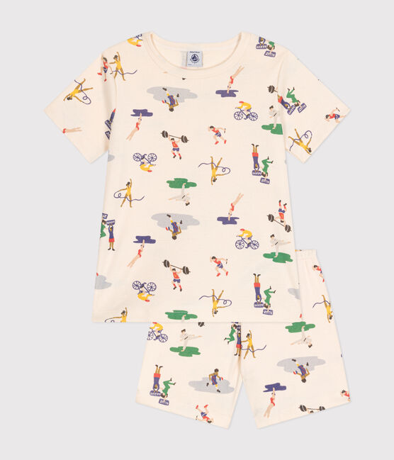 Kurzer Kinderpyjama aus Baumwolle mit verschiedenen Sportmotiven weiss AVALANCHE/ MULTICO