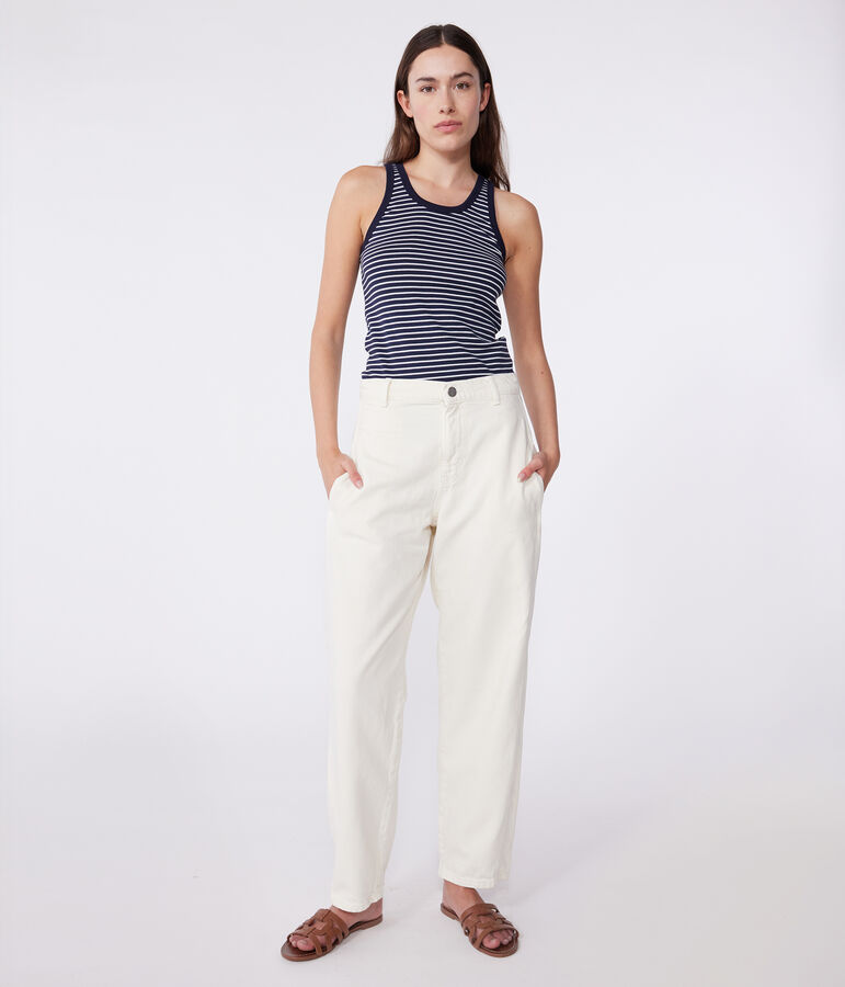 Damen-Tanktop L&rsquo;Iconique aus gestreifter Baumwolle blau/weiss