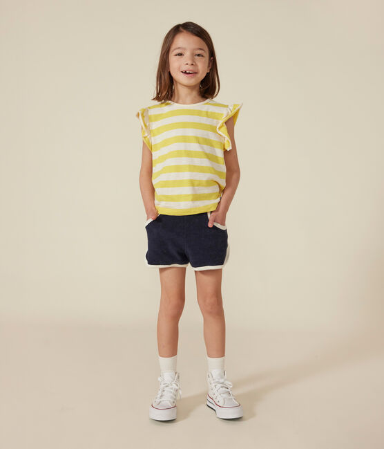 Gestreiftes T-Shirt aus geflammtem Jersey Kinder/Mädchen gelb NECTAR/ AVALANCHE