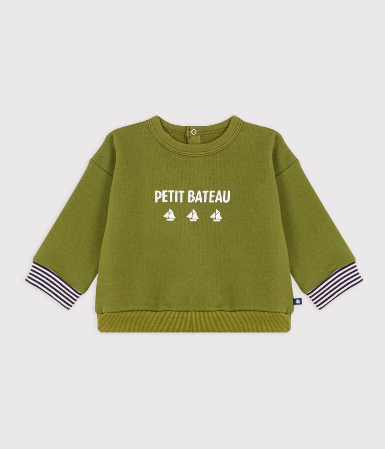 Baby-Sweatshirt aus Baumwolle mit Petit Bateau Vintage-Motiv gr&uuml;n