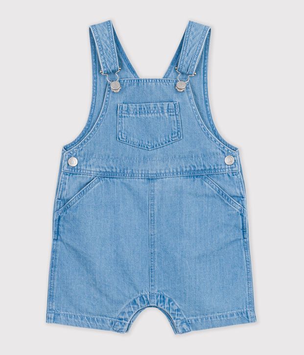Kurze Baby-Latzhose aus leichtem Denim blau