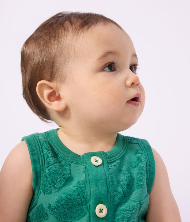 Baby-Kurzoverall aus Baumwolle mit Palmenmotiv gr&uuml;n