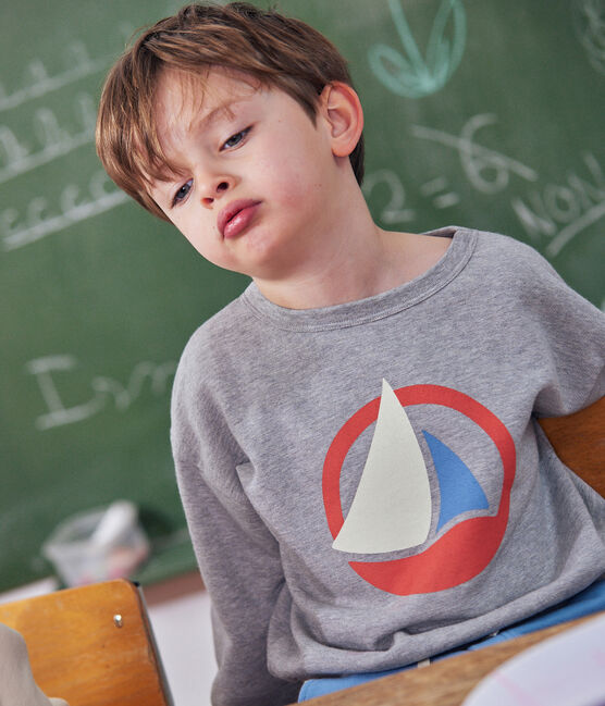 Kinder-Sweatshirt aus Molton für Jungen grau CHATON CHINE